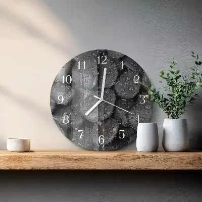 Hodiny na skle kulaté Kameny voda