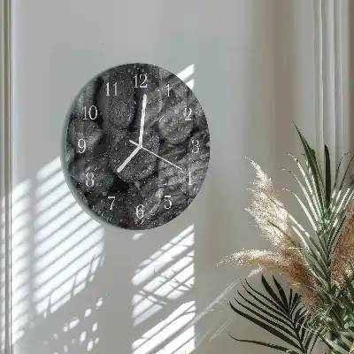 Hodiny na skle kulaté Kameny voda
