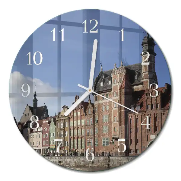 Kulaté skleněné hodiny na stěnu Gdaňsk
