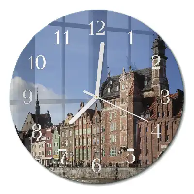 Kulaté skleněné hodiny na stěnu Gdaňsk
