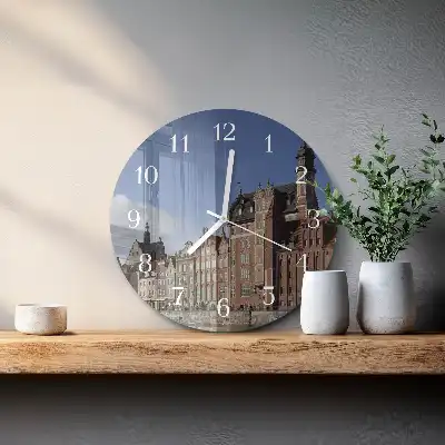 Kulaté skleněné hodiny na stěnu Gdaňsk