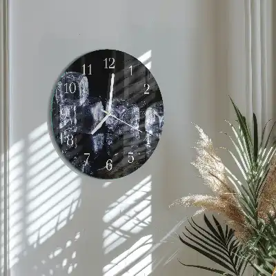 Kulaté skleněné hodiny na stěnu Kostky ledu