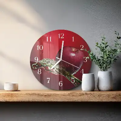 Nástěnné hodiny skleněné kulaté Jablko
