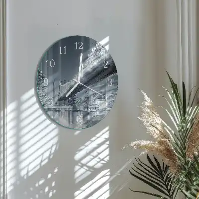 Kulaté skleněné hodiny na stěnu Most