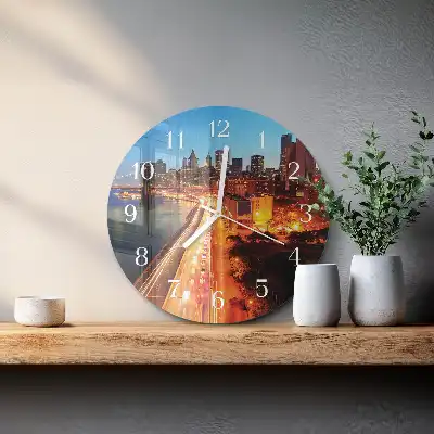 Kulaté skleněné hodiny na zeď Horizont
