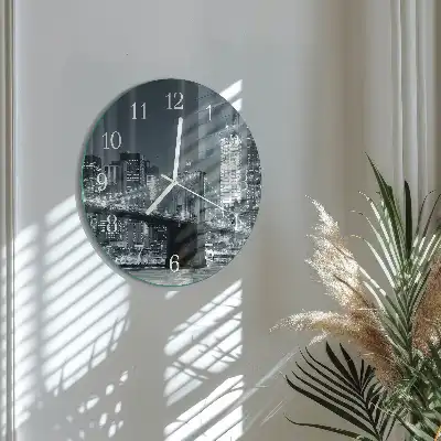 Nástěnné hodiny skleněné kulaté Horizontální most
