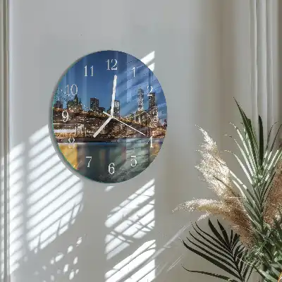 Hodiny s fotkou skleněné kulaté Horizontální most
