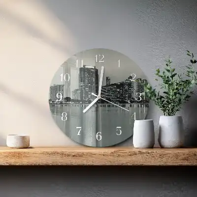 Kulaté skleněné hodiny na zeď Horizont