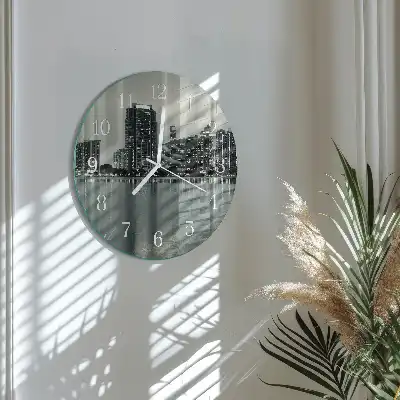 Kulaté skleněné hodiny na zeď Horizont