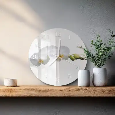 Nástěnné hodiny skleněné kulaté Orchidej