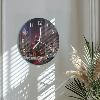 Kulaté skleněné hodiny na zeď Horizont