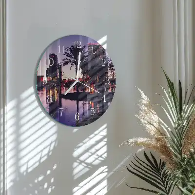 Hodiny s fotkou skleněné kulaté Palmy na Floridě