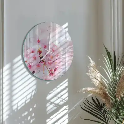Hodiny s fotkou skleněné kulaté Květiny
