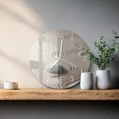 Kulaté skleněné hodiny na zeď Kamenný písek