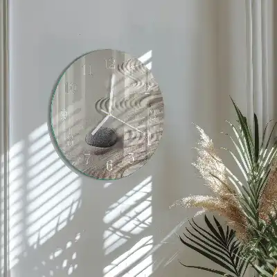 Kulaté skleněné hodiny na zeď Kamenný písek