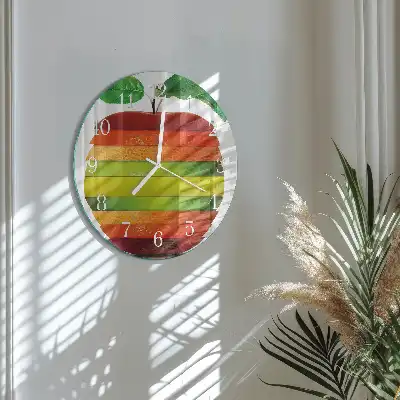 Kulaté skleněné hodiny na stěnu Jablko