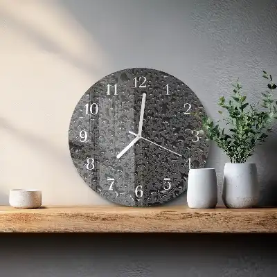 Hodiny s fotkou skleněné kulaté Kapky vody