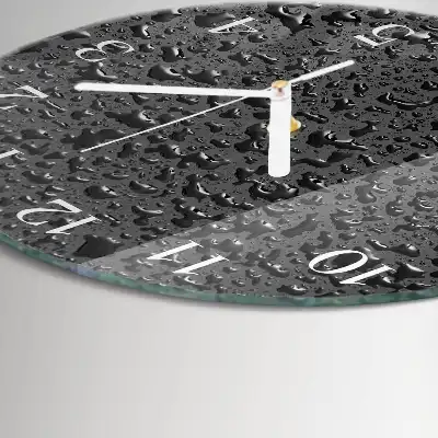 Hodiny s fotkou skleněné kulaté Kapky vody