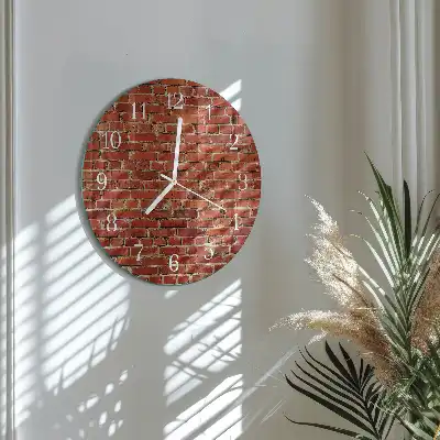 Nástěnné hodiny skleněné kulaté Cihlová zeď