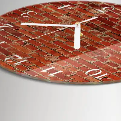 Nástěnné hodiny skleněné kulaté Cihlová zeď