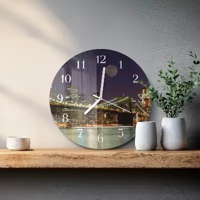 Hodiny s fotkou skleněné kulaté Horizontální most