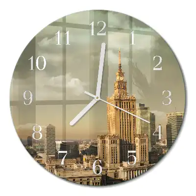 Nástěnné hodiny skleněné kulaté Varšava
