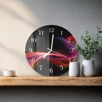 Hodiny s fotkou skleněné kulaté Abstraktní linie