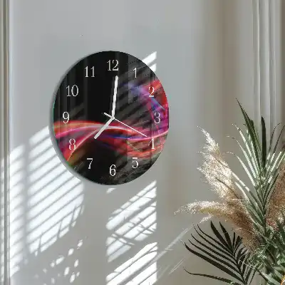 Hodiny s fotkou skleněné kulaté Abstraktní linie
