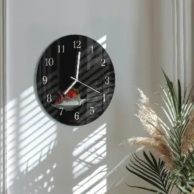 Hodiny na skle kulaté Jahoda