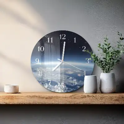 Nástěnné hodiny skleněné kulaté Vesmír Země