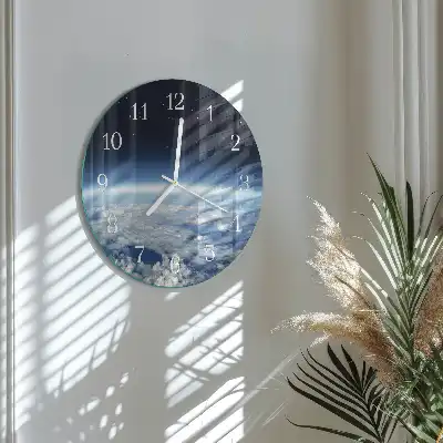 Nástěnné hodiny skleněné kulaté Vesmír Země