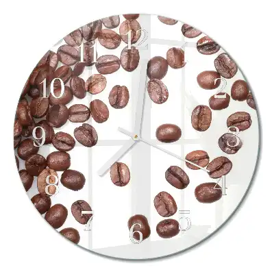 Kulaté skleněné hodiny na zeď Kávová zrna