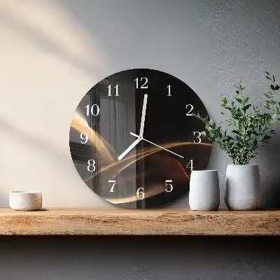 Hodiny na skle kulaté Abstraktní linie