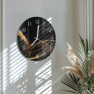 Hodiny na skle kulaté Abstraktní linie
