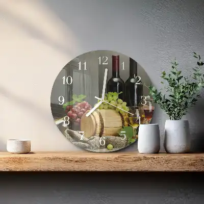 Nástěnné hodiny skleněné kulaté Hrozny na víno