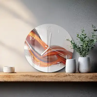 Kulaté skleněné hodiny na stěnu Abstraktní kouř