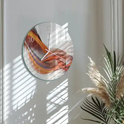 Kulaté skleněné hodiny na stěnu Abstraktní kouř