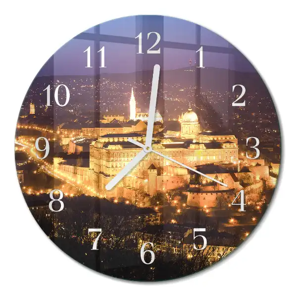 Hodiny s fotkou skleněné kulaté Budapešť