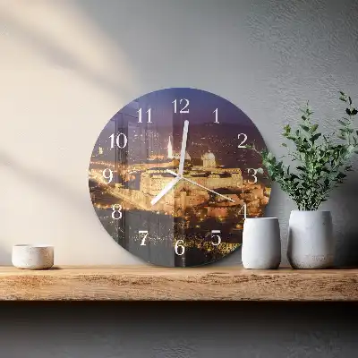 Hodiny s fotkou skleněné kulaté Budapešť