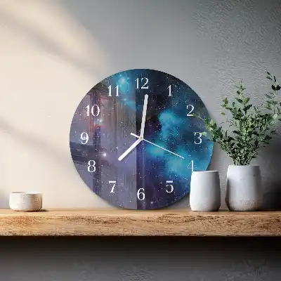 Kulaté skleněné hodiny na stěnu Hvězdná obloha