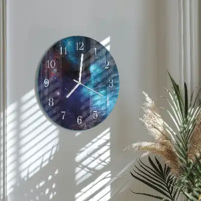 Kulaté skleněné hodiny na stěnu Hvězdná obloha