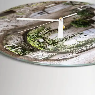 Hodiny na skle kulaté Rostlinná alej