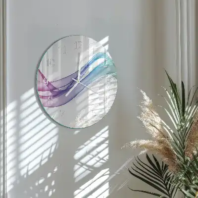 Kulaté skleněné hodiny na stěnu Abstraktní linie