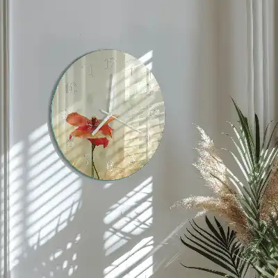 Kulaté skleněné hodiny na stěnu Mák