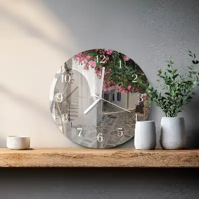 Kulaté skleněné hodiny na zeď Květinová alej