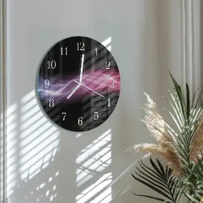 Hodiny na skle kulaté Abstraktní linie