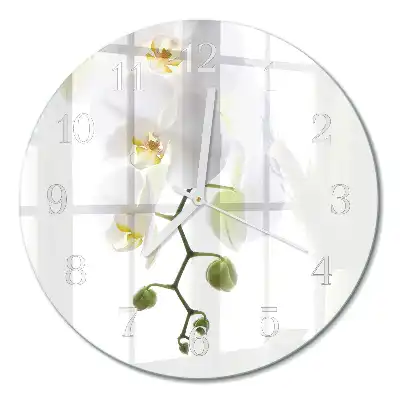 Nástěnné hodiny skleněné kulaté Orchidej