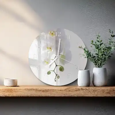 Nástěnné hodiny skleněné kulaté Orchidej