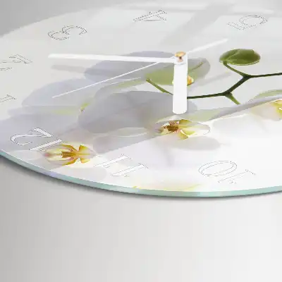 Nástěnné hodiny skleněné kulaté Orchidej