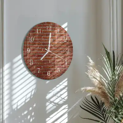 Hodiny s fotkou skleněné kulaté Cihlová zeď